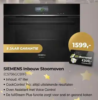 EP Beerepoot SIEMENS Inbouw Stoomoven aanbieding