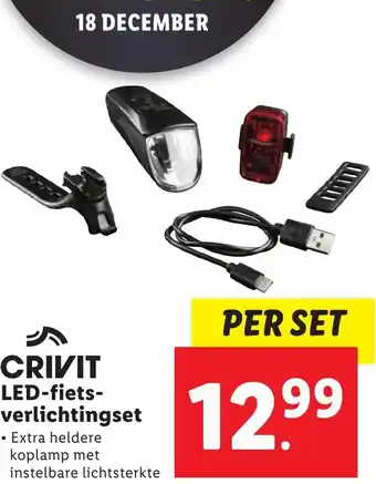 Lidl CRIVIT LED-fietsverlichtingset aanbieding