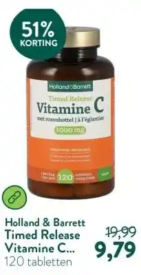 Holland & Barrett Timed Release Vitamine C 1000mg met Rozenbottel - 120 tabletten aanbieding