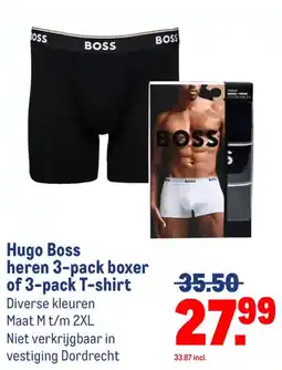 Makro Hugo Boss heren 3-pack boxer of 3-pack T-shirt aanbieding