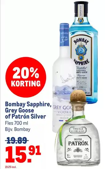 Makro Bombay Sapphire, Grey Goose of Patrón Silver aanbieding