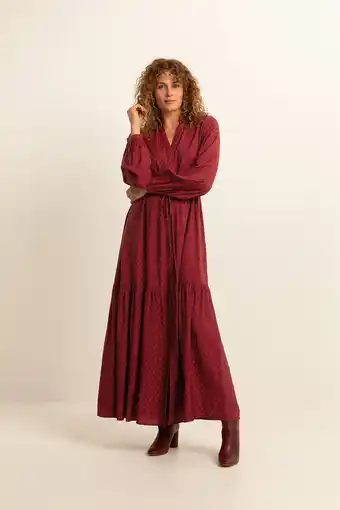 Wehkamp Expresso maxi jurk met all over print en volant rood aanbieding