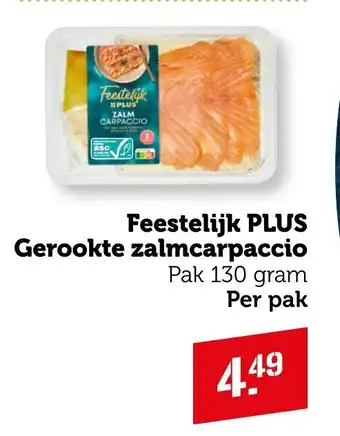 Coop Feestelijk PLUS Gerookte zalmcarpaccio aanbieding