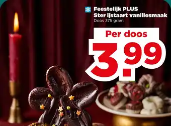 PLUS Feestelijk plus ster ijstaart vanillesmaak aanbieding