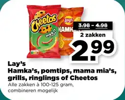 PLUS Lay's hamka's pomtips, mama mia grills ringlings of cheetos aanbieding