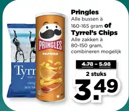 PLUS Pringles of tyrrels chips aanbieding