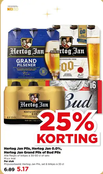 PLUS Hertog jan hertog jan 0.0% hertog jan grand pils of bud pils aanbieding