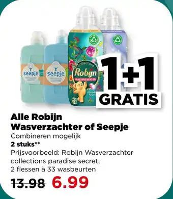 PLUS Alle robijn wasverzachter of seepje aanbieding