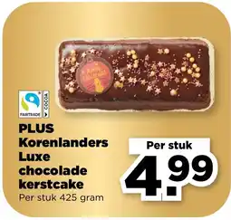 PLUS Plus korenlanders luxe chocolade kerstcake aanbieding