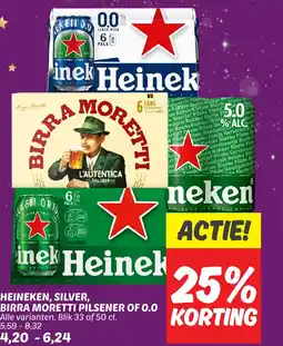 Dekamarkt Heineken silver birra moretti pilsener of 0.0 aanbieding