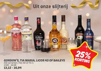 Dekamarkt Gordon's tia maria licor 43 of baileys aanbieding