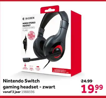 Intertoys Bigben Nintendo Switch gaming headset - zwart aanbieding