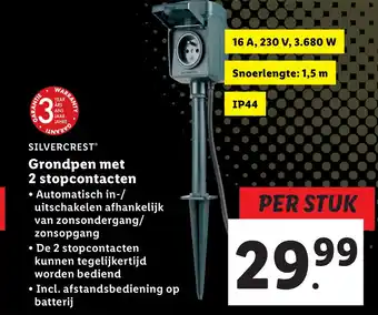 Lidl SILVERCREST Grondpen met 2 stopcontacten aanbieding