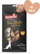Bol.com Rosewood Tricolor Sticks - Kip - Medium - 6 zakjes van 3 Kauwstaven aanbieding
