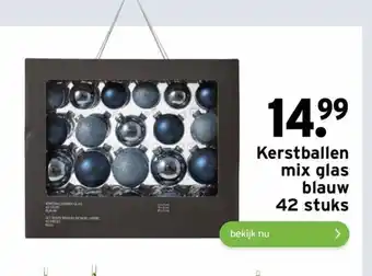 GAMMA Kerstballen Mix Glas Blauw 42 stuks aanbieding