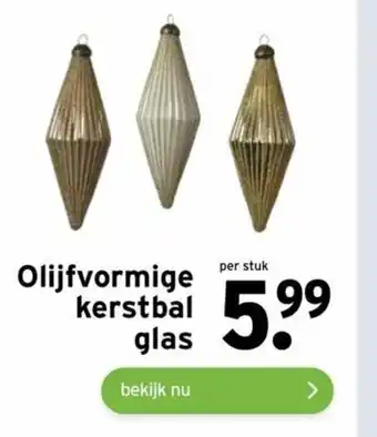 GAMMA Olijfvormige Kerstbal Glas aanbieding