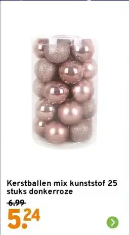 GAMMA Kerstballen mix kunststof 25 stuks donkerroze aanbieding