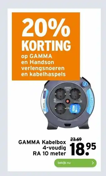 GAMMA Kabelbox 4-Voudig RA 10 Meter aanbieding