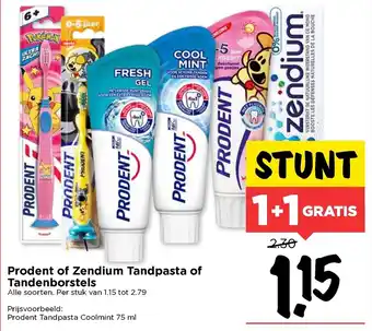 Vomar Voordeelmarkt Prodent of Zendium Tandpasta of Tandenborstels 75ml aanbieding