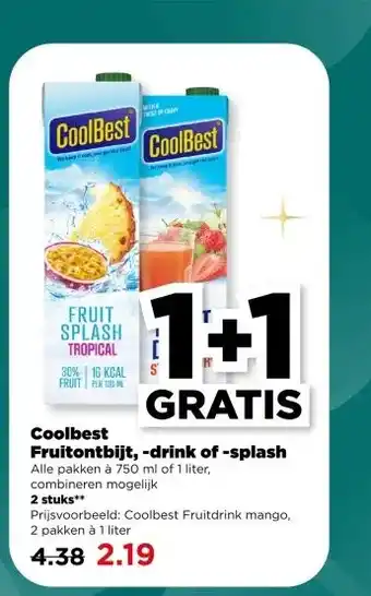 PLUS Coolbest Fruitontbijt, -drink of -splash aanbieding