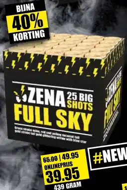 XL vuurwerk Zena 25 big shots full sky aanbieding