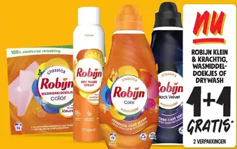 Jumbo Robijn klein & krachtig, wasmiddel doekjes of dry wash aanbieding