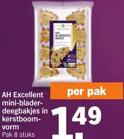 Albert Heijn AH Excellent mini-bladerdeeg bakjes in kerstboomvorm aanbieding