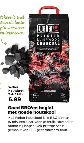 PLUS Weber Houtskool Zak 3 Kilo aanbieding