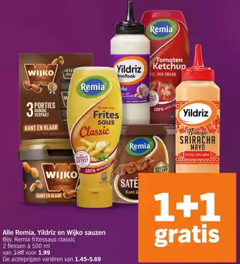 Albert Heijn Alle Remia, Yildriz en Wijko sauzen aanbieding