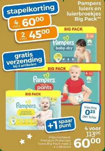 Trekpleister Pampers luiers en luierbroekjes Big Pack aanbieding