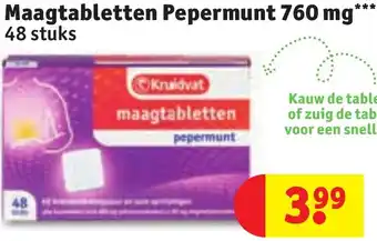 Kruidvat Maagtabletten Pepermunt 760 mg aanbieding