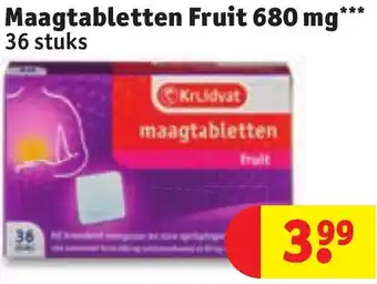 Kruidvat Maagtabletten Fruit 680 mg aanbieding