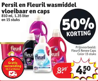 Kruidvat Persil en Fleuril wasmiddel vloeibaar en caps aanbieding