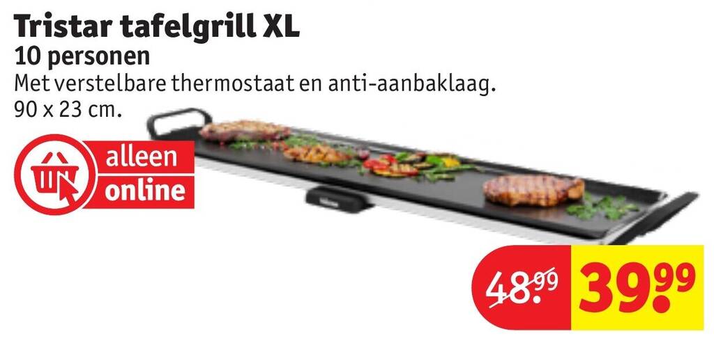 Tristar Grillplaat BP-2668 - Tafelgrill - 70x23cm - Zwart