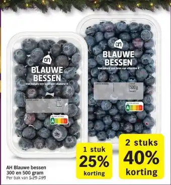 Albert Heijn AH Blauwe bessen 300 en 500 gram aanbieding