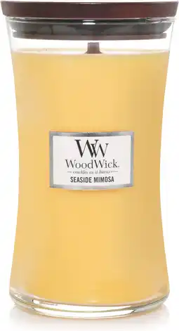 Amazon WoodWick Large Hourglass-geurkaars met knapperende lont | Seaside Mimosa | Tot wel 130 uur brandtijd aanbieding