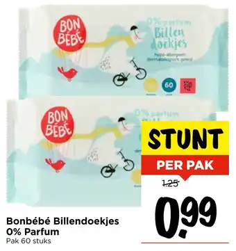 Vomar Voordeelmarkt Bonbébé Billendoekjes 0% Parfum aanbieding