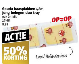 Poiesz Gouda kaasplakken 48+ jong belegen duo tray aanbieding