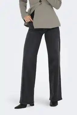 Wehkamp ONLY low waist wide leg jeans ONLJUDY black denim aanbieding
