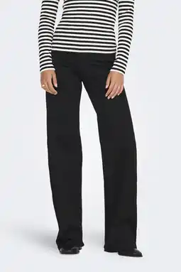 Wehkamp ONLY high waist wide leg jeans ONLMADISON black denim aanbieding