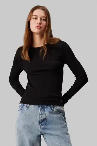 Wehkamp CALVIN KLEIN JEANS ribgebreide top zwart aanbieding