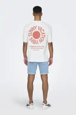 Wehkamp ONLY & SONS T-shirt ONSKASEN met backprint bright white aanbieding