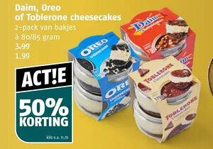 Poiesz Daim, Oreo of Toblerone cheesecakes aanbieding