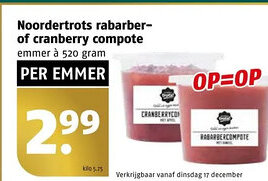 Poiesz Noordertrots rabarber- of cranberry compote aanbieding