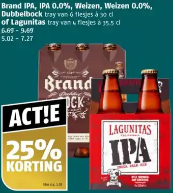 Poiesz Brand IPA, IPA 0.0%, Weizen, Weizen 0.0%, Dubbelbock of Lagunitas aanbieding