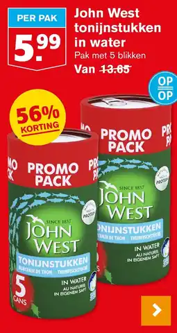 Hoogvliet John West tonijnstukken in water aanbieding