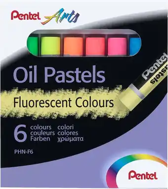 Amazon Pentel Fluorescerende oliepastels, set van 6 verschillende kleuren, PHN-F6 aanbieding