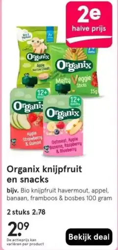 Etos Organix knipfruit en snacks aanbieding