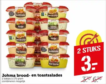 Coop Johma brood- en toastsalades 175g aanbieding