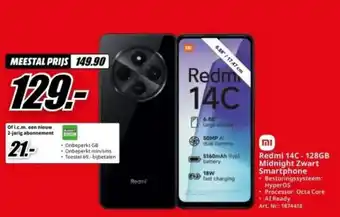 MediaMarkt Redmi 14C - 128GB Midnight Zwart Smartphone aanbieding